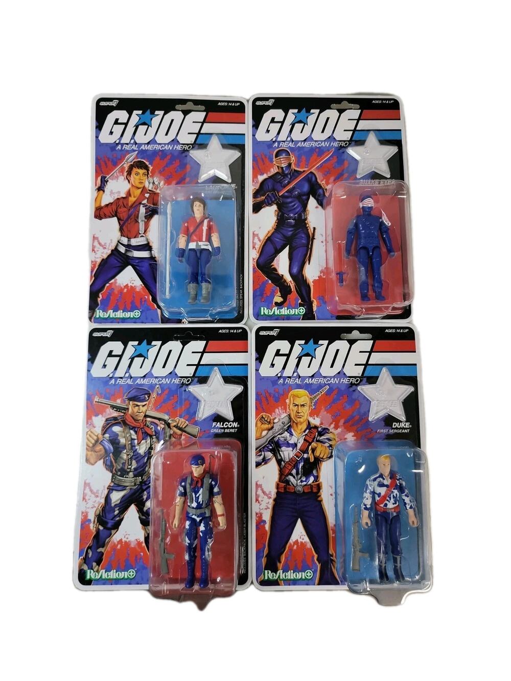 G.I. Joe ReAction Americas 250th Anniversary Set 4pc Duke Jaye Falcon Snake Eyes